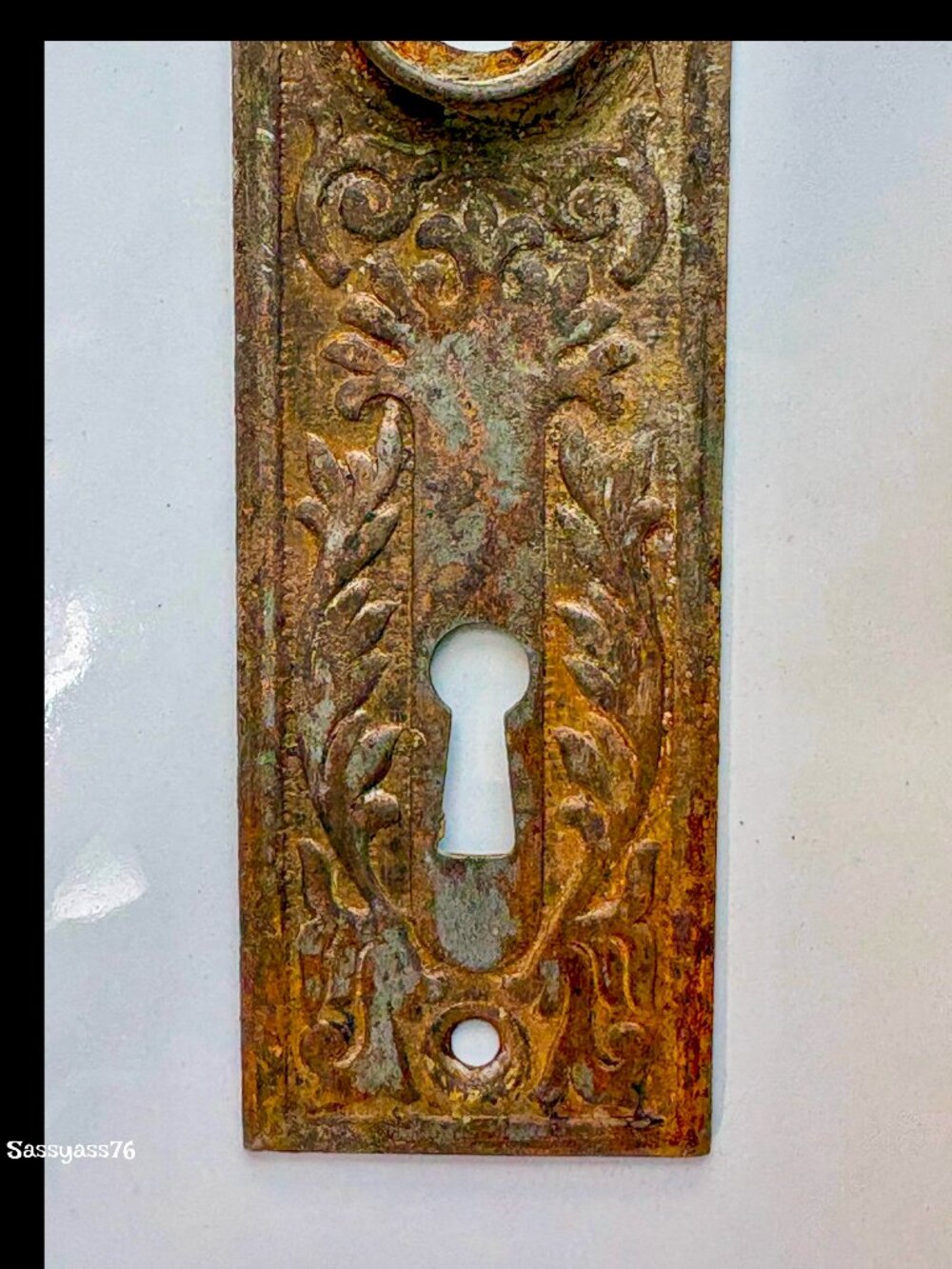 🆕ANTIQUE▪️Authentic Early 1900's Ornate Copper Door Plates & Mortise Door Lock - Picture 4 of 8
